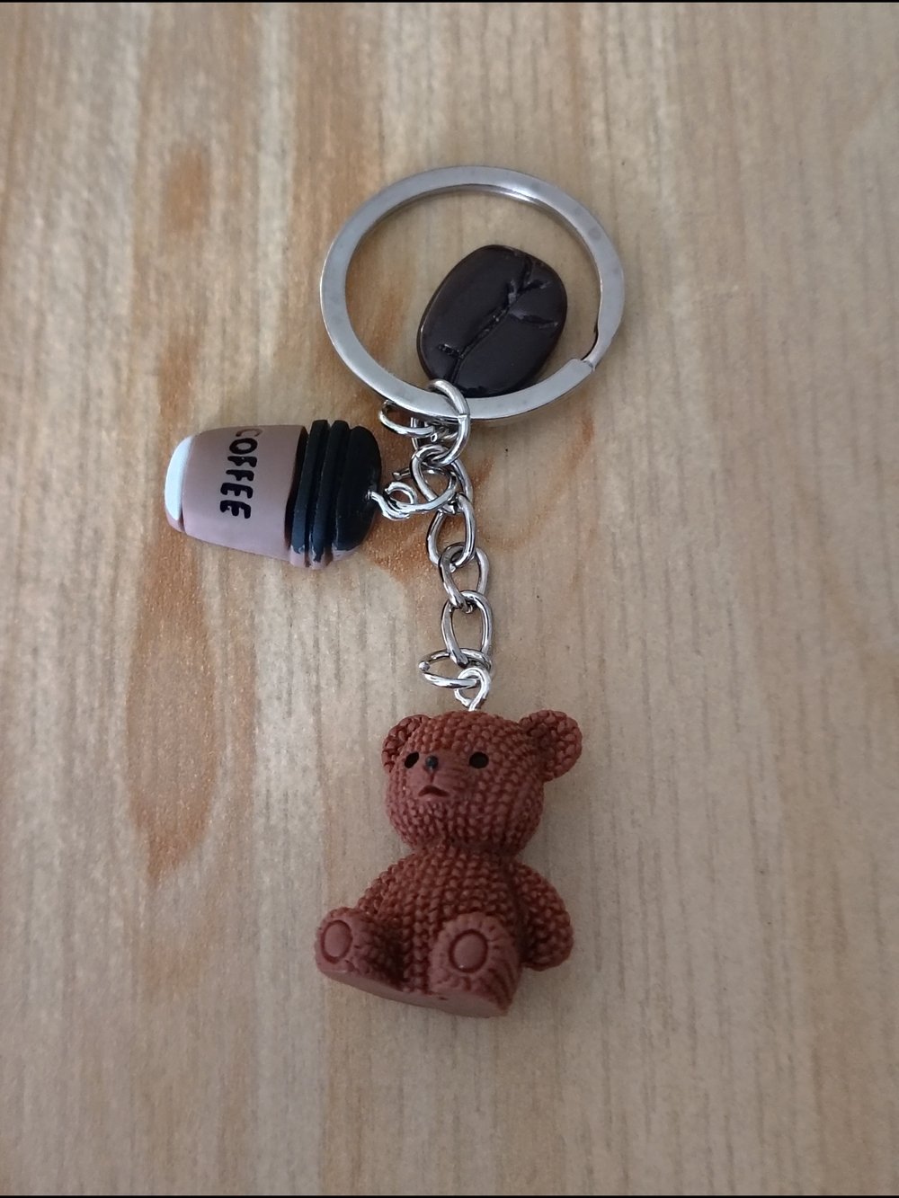 Teddy Bear and Coffee Keychain